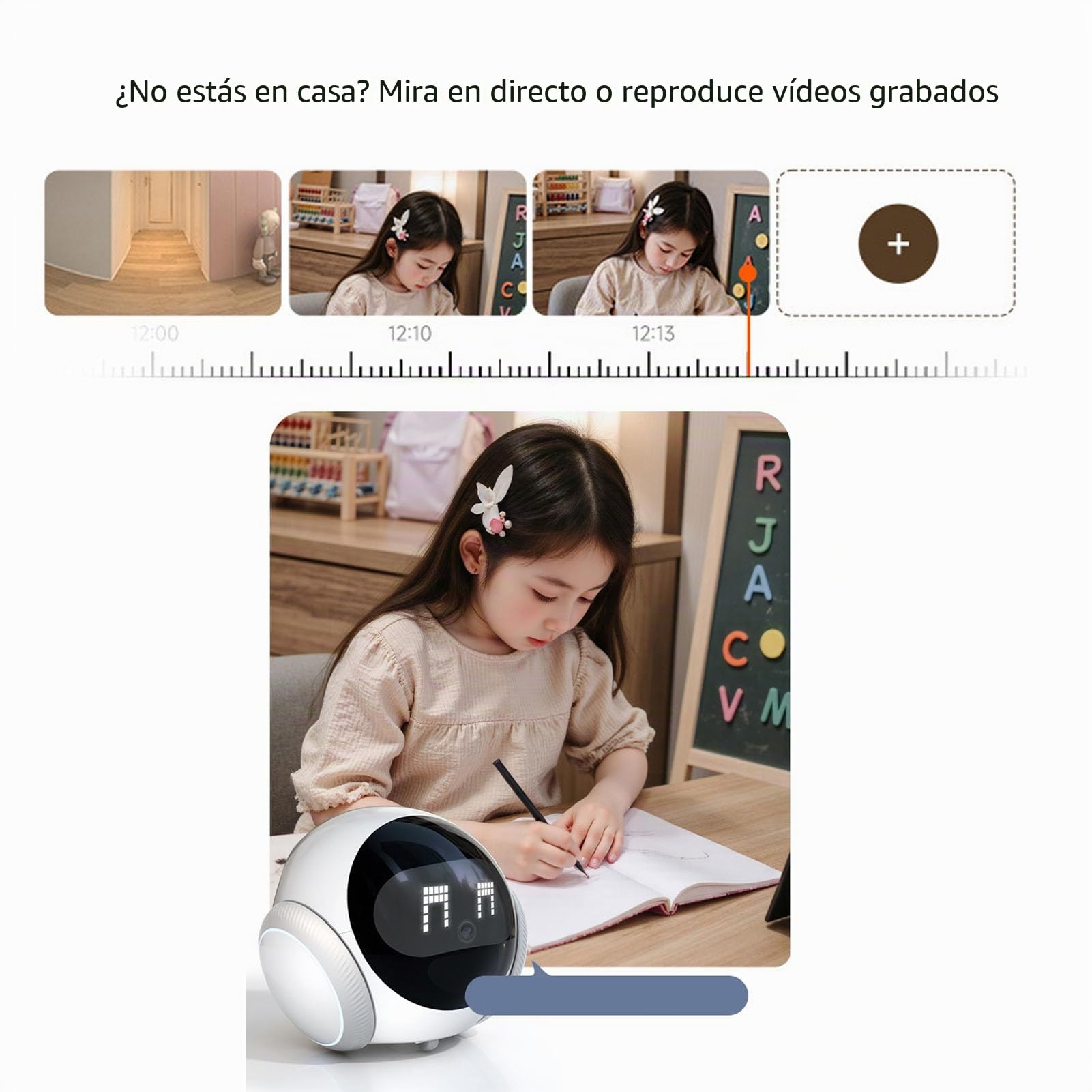 Robot Cámara Mascotas 1080P Móvil con Ruedas, Control Remoto App, Automático Batería Recargable para Perros Gatos Monitoreo En Vivo Visión Nocturna Envío de Notificaciones
