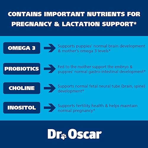 Miniatura 4 de Vitaminas prenatales para perros. Las únicas vitaminas prenatales y posnatales 2 en 1 para perros con ácido fólico, Omega 3, probióticos, colina e