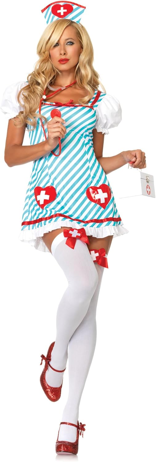 3PC.Holly Heartstopper,includes dress,hat and removable back bow MED/LGE AQUA/WHITE
