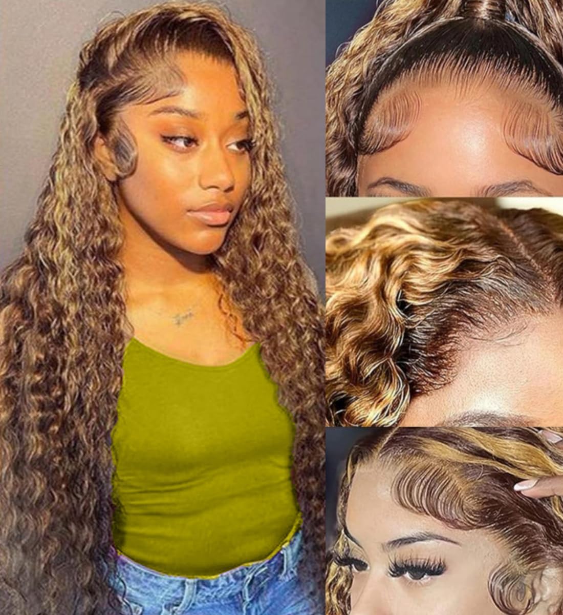250 densisty 13x6 Highlight Ombre Deep Wave Lace main image 1