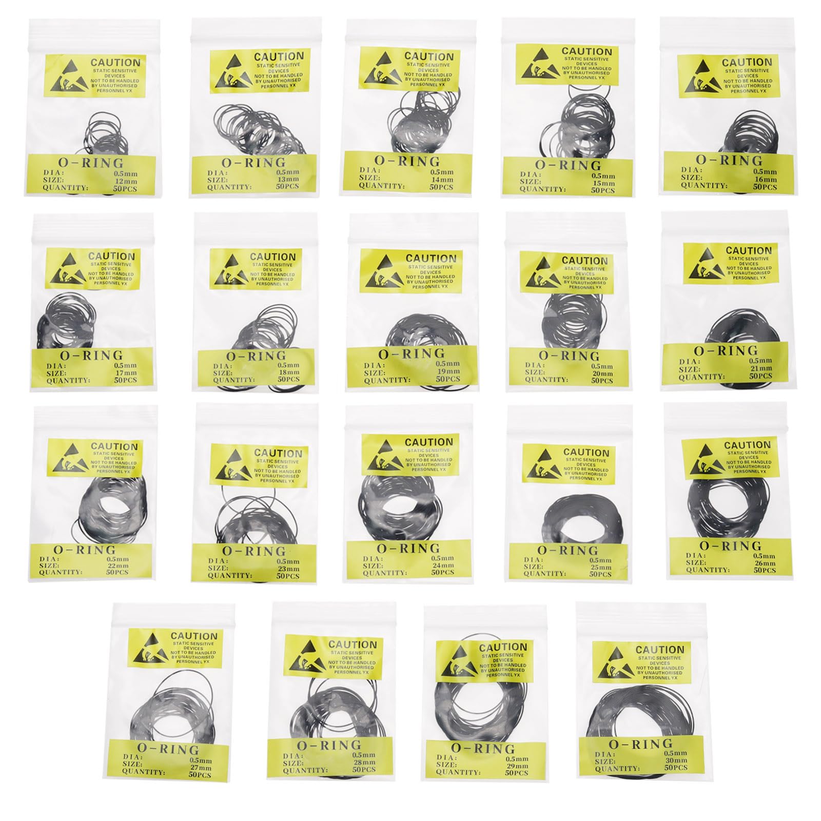 eMagTech 950Pcs Rubber Watch Gasket Kit O-Ring Watch Gaskets Waterproof Simple Seal Washers Set Accessories for Repairing Watch Black 0.5mm