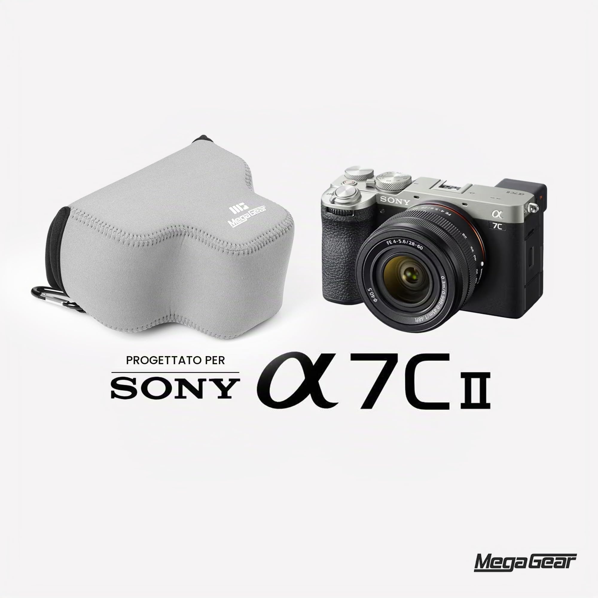 MegaGear Custodia in Neoprene per Sony Alpha a7C II (28-60mm) - Borsa Digitale Elegante e Protettiva per Fotografia (Grigio)