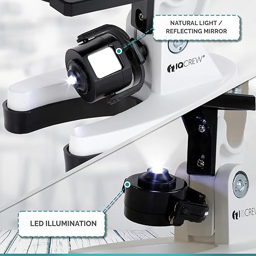 Miniatura 5 de AMSCOPE -Kids 120X-1200X Kit de microscopio de metal blanco para niños y estudiante y telescopio refractor compacto con trípode - M30-ABS-KT2-W-TKVB1