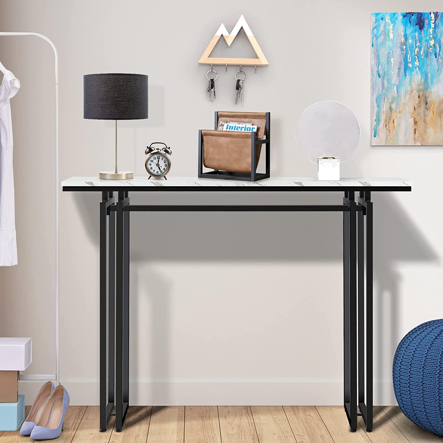 Weston Crafts Console Table, Narrow Entryway Table with Metal Black Base for Living Room, Entryway, Hallway, Sofa, Entrance 2