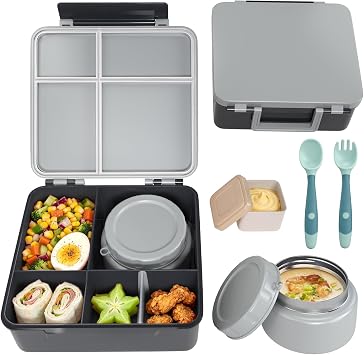 Kids Lunch Box with Lunch Bag Bento with 8oz Food Jar,Black