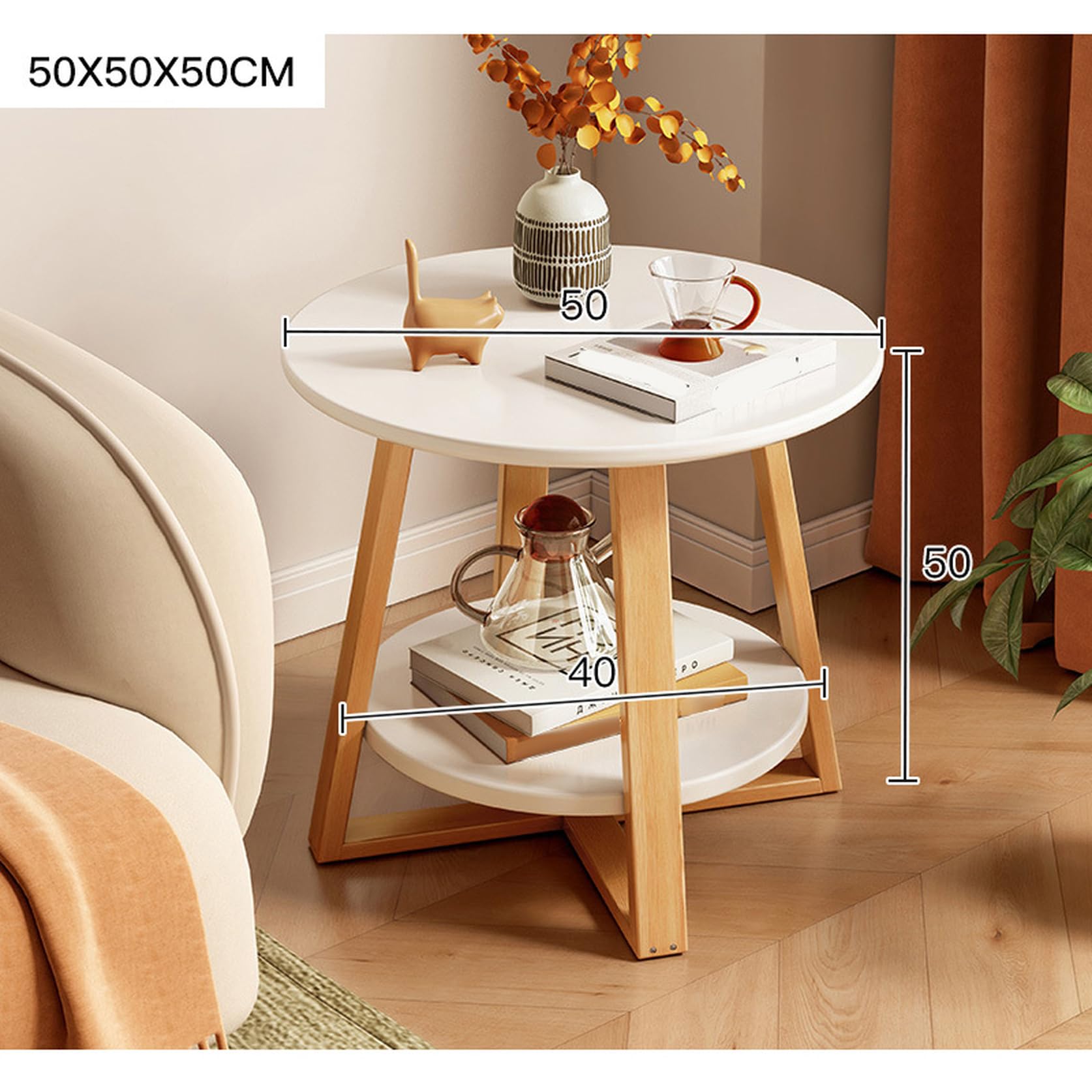 木製 組立 丸テーブル  サイドテーブル Amazon｜[dhiuebc] サイドテーブル 丸 スタイル2 2段 ベッド