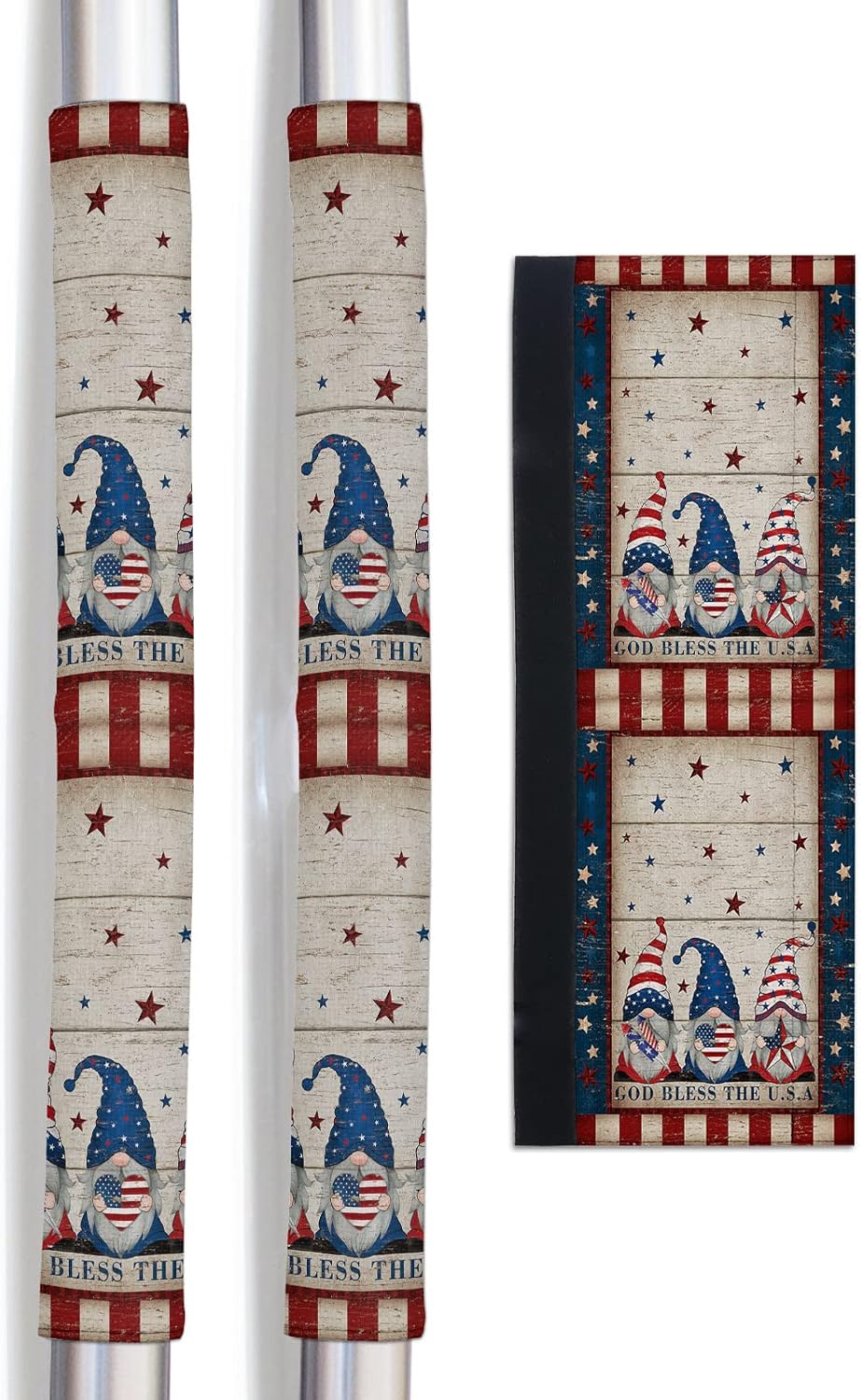 4th of July Gnomes Refrigerator Door Handle Covers Set of 2, Keep Kitchen Appliance Clean from Smudges, Fingerprint, Drips, Independence Day Dwarf American Flag Star Decor Protector for Fridge
