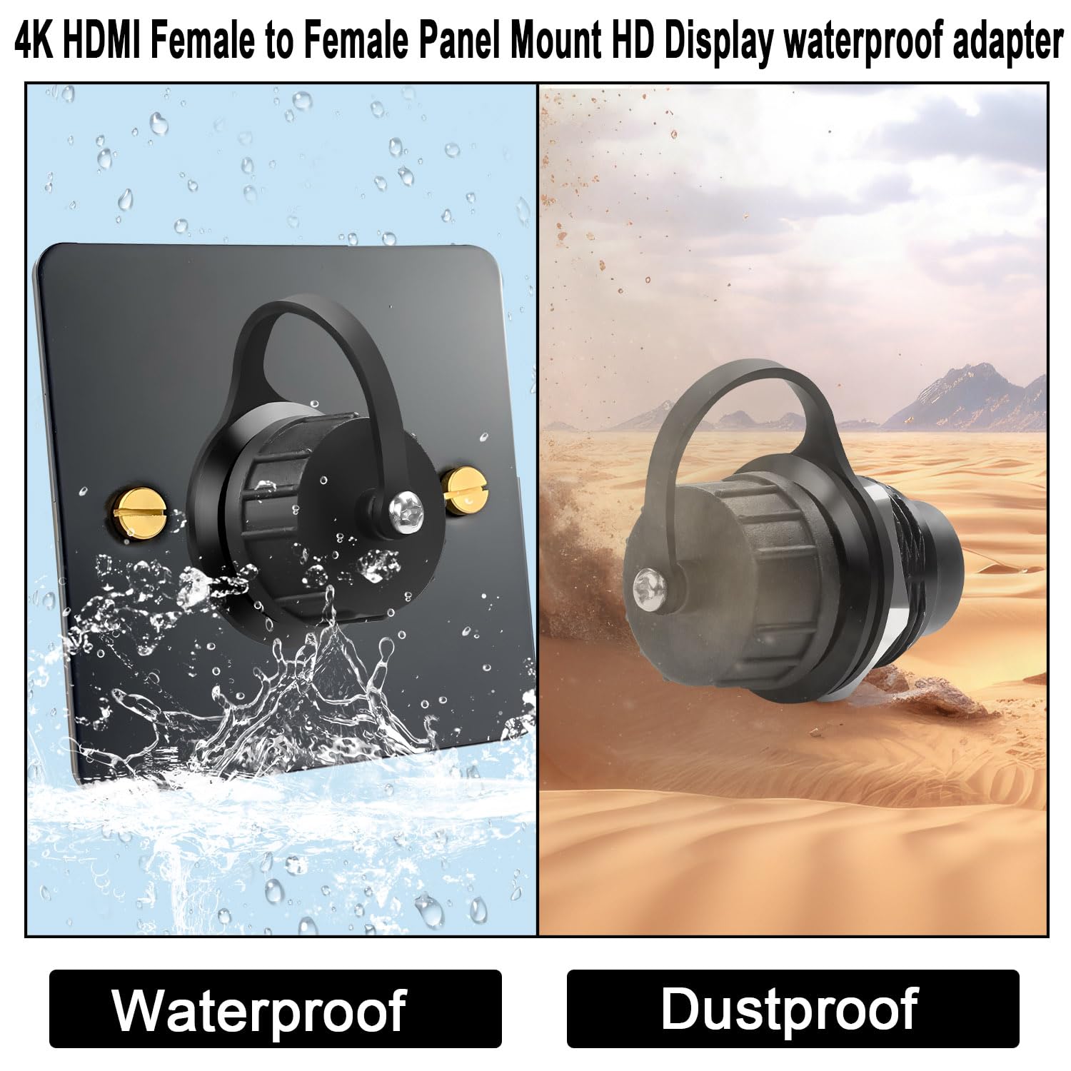QIANRENON Adattatore a pannello rettangolare 4K HDMI 90° HDMI 2.0 femmina su presa Bulkhead montaggio ad angolo retto HD display connettore montaggio a parete desktop, per monitor HDTV PC