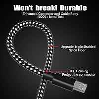 Vista 6 de Paquete de 3 cables de carga para controlador PS4 de 10 pies Cable de carga de nailon trenzado micro USB de alta velocidad compatible