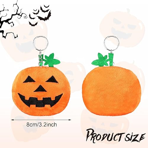 Miniatura 2 de Threan 12 piezas de peluche de calabaza de Halloween pequeña calabaza de peluche suave con expresiones espeluznantes para suministros de decoración