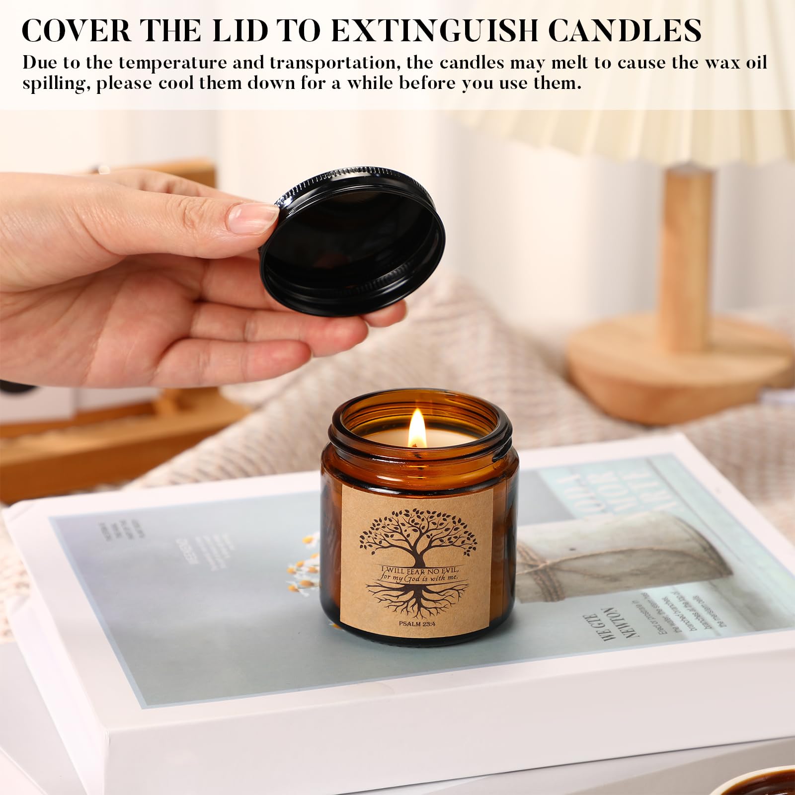 Juego de 10 tarros de velas aromáticas religiosas cristianas, regalo a granel para mujeres, 3.5 onzas, versículos católicos de la Biblia, regalo para la iglesia, regalo para el día de la madre,