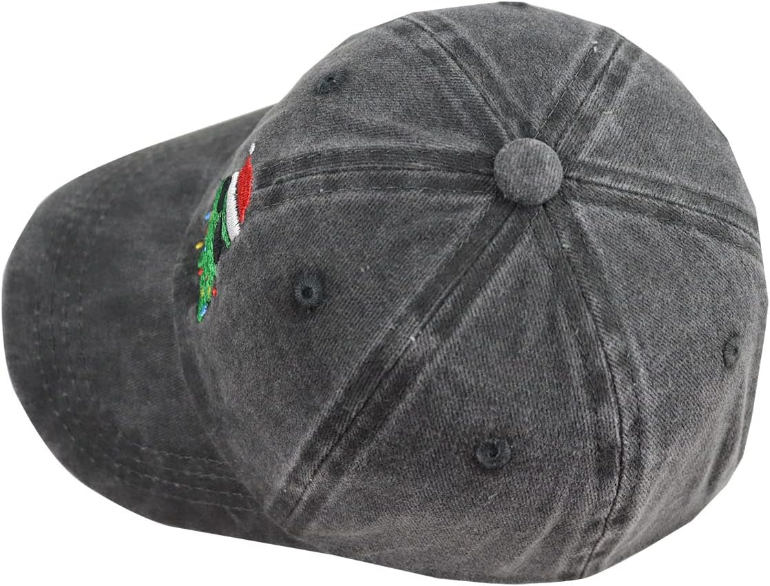 Funny Merry Christmas Baseball Cap for Boys Girls 2-8 Years, Adjustable Washed Embroidered Vintage Classic Retro Cotton Hat