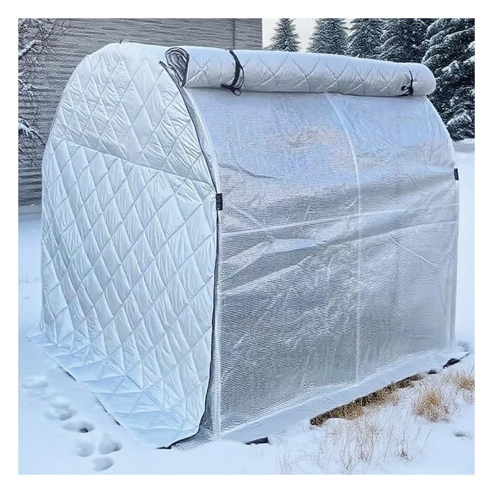 Genérico Invernadero portátil para jardín, cobertizo Aislante Impermeable con Puerta Enrollable con Cremallera, Funda de algodón Grueso para Plantas de Exterior, protección Acolchada (2,6 x 1,5 x 2 m