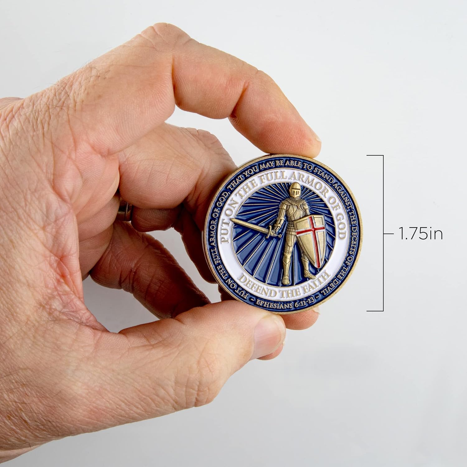 Defend the Faith Armor of God Religious Challenge Coins, Bulk Pack of 10, for Bible Study & Collectors, Shining Knight in Gods Armour, Motivational Commemorative Coin, Inspirational Scripture Token