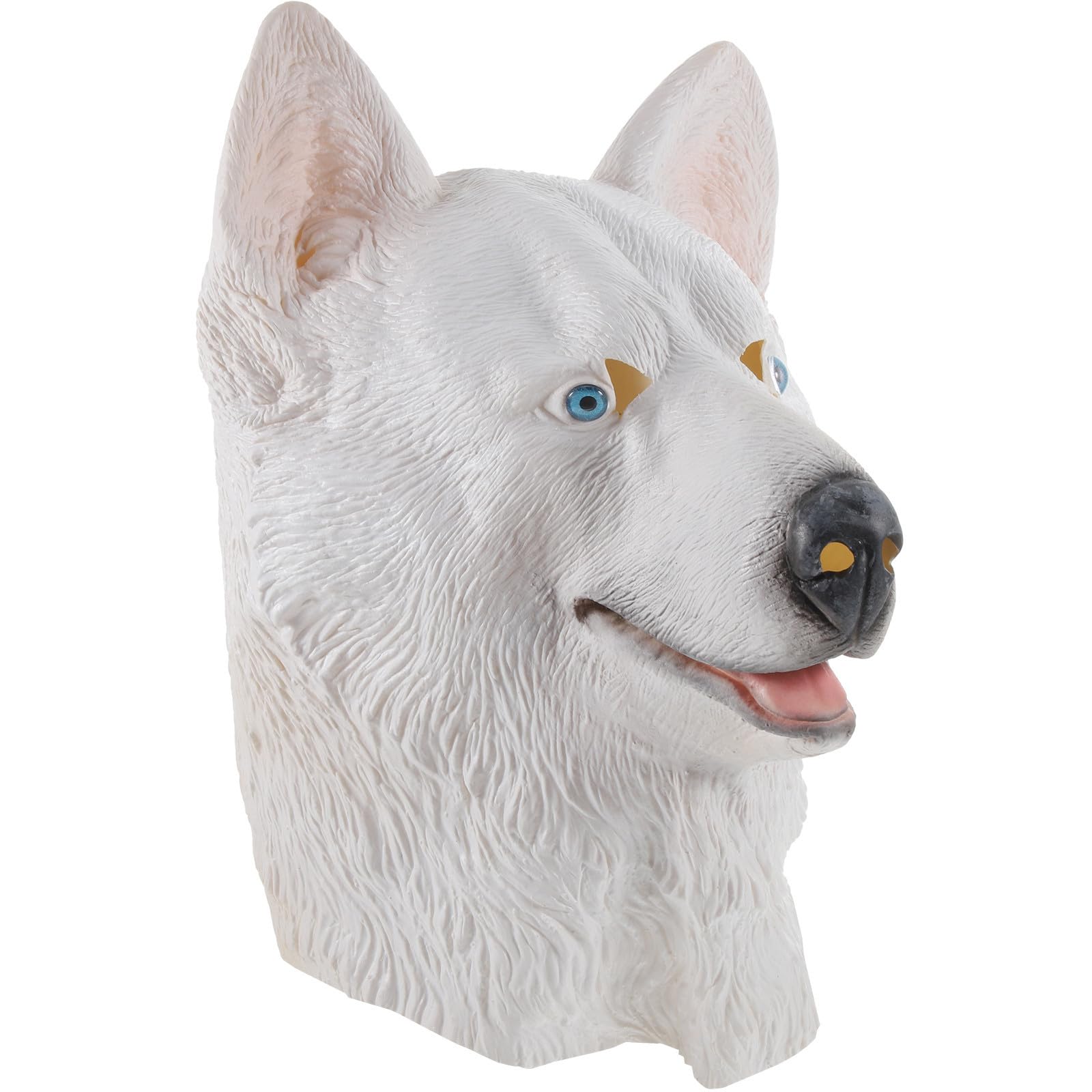 Masque chien latex blanc réaliste avec ouverture yeux pour soirée déguisée - 8