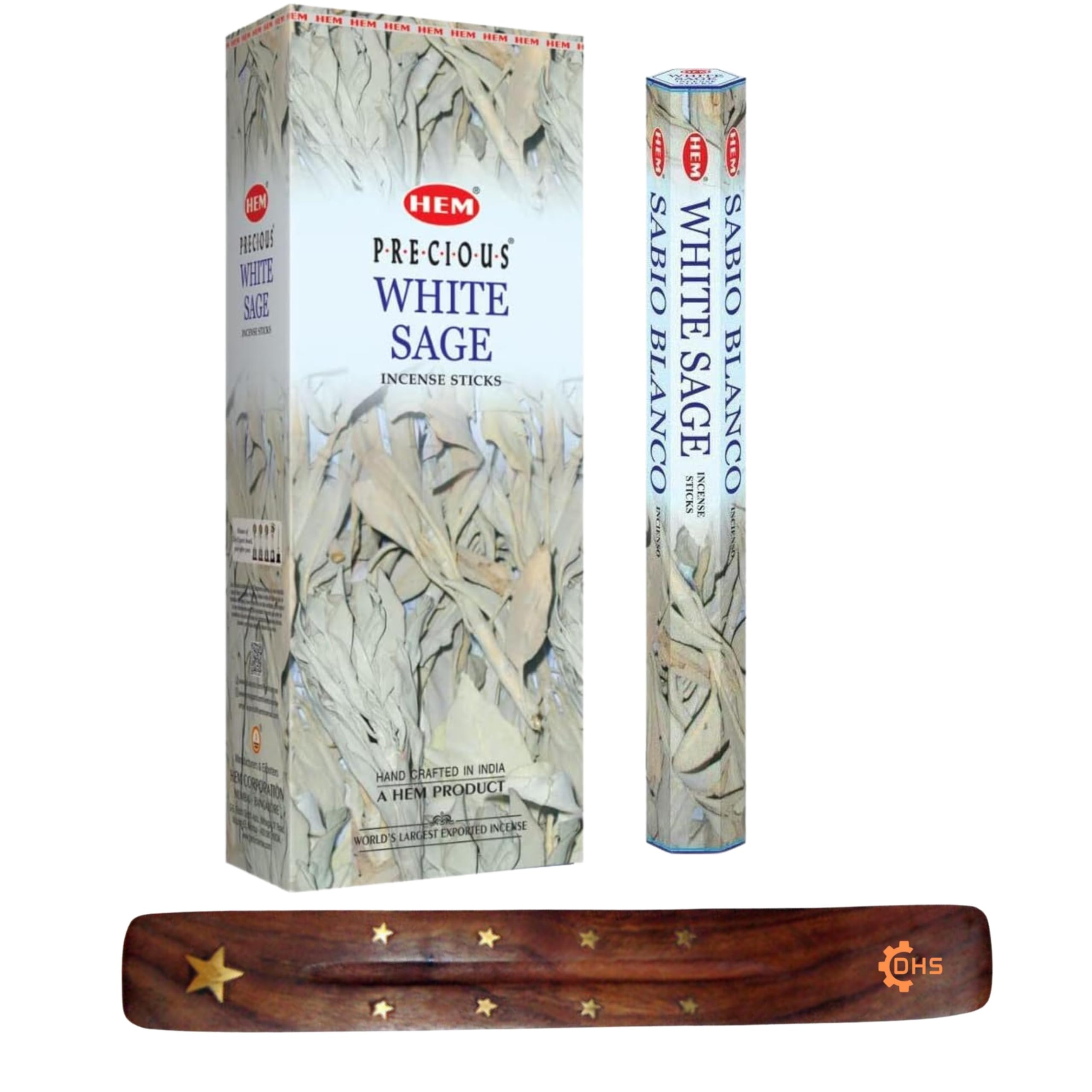 DHSHEM Incense sticks WHITE SAGE Pack of 6 with incense stick holder for Aromatherapy, Incense Spa, Yoga, Meditation, Healing, Spirituality and Relaxation…