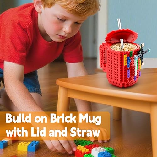 Miniatura 5 de Fubarbar - Taza de café novedosa con diseño de ladrillo para niños con pajilla, divertido regalo de Navidadcumpleaños para hombres, mujeres y niños