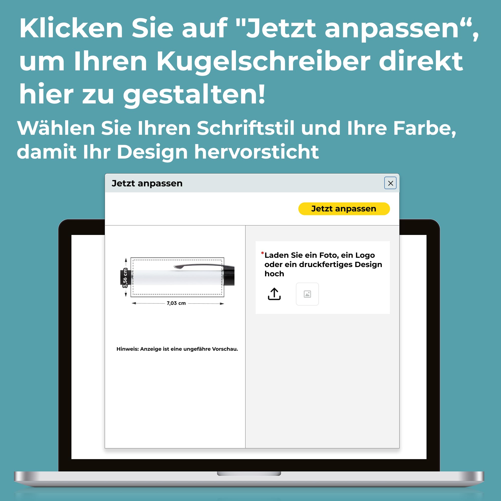 Cimpress Personalisierter Kugelschreiber, Rundumdruck Logo und Text, 25 Stück, Schwarze Tinte, Rutschfester Griff, Geschenk für Büro, Schule, Geburtstag, Hochzeit