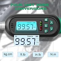 Vista 5 de Llave dinamométrica digital KOEORWS de 1/2 pulgada, 5.02-99.57 pies-libra/6.8-135 Nm, llave dinamométrica electrónica con valor preestablecido
