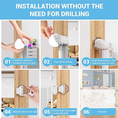 Miniatura 2 de HAMOPY Piezas de repuesto retráctiles para puerta de bebé con bloqueo automático, juego de accesorios originales (incluye 2 pestillos + 2 soportes)