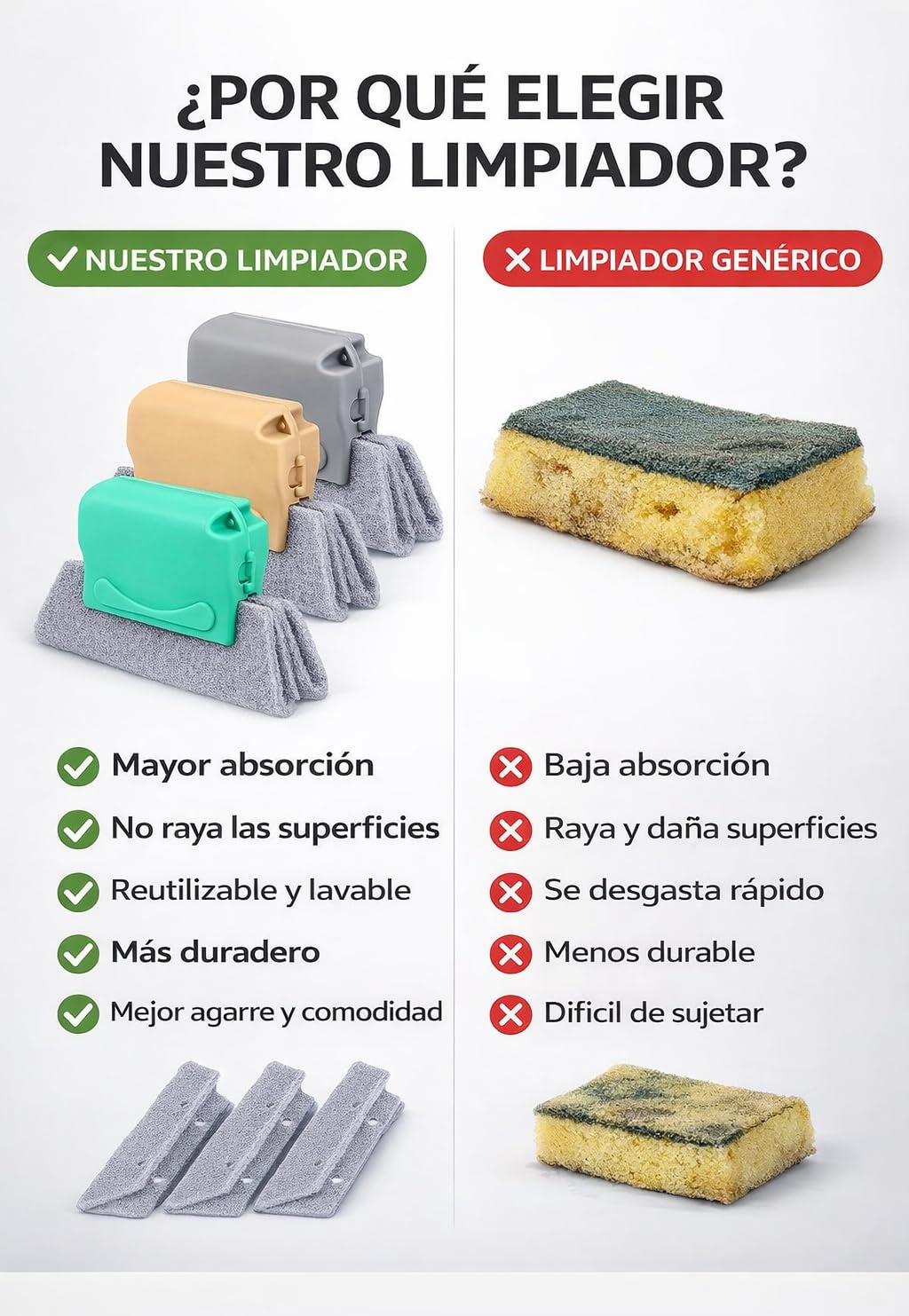 Pack Cepillos Limpieza Hogar Limpia Ventanas | Cepillo Limpieza Hogar y Cepillo de Limpieza para Rieles | Cepillo Juntas, Cepillo para Limpiar Juntas | Limpia radiadores, Persianas y Ranuras Difíciles — view 7