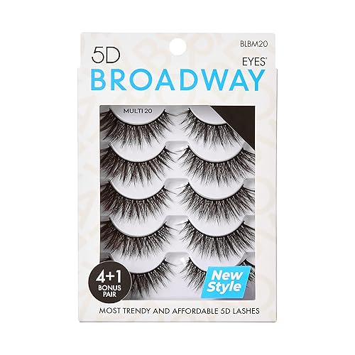 Broadway - Juego de 5 pares de pestañas postizas de aspecto natural a dramático (20)