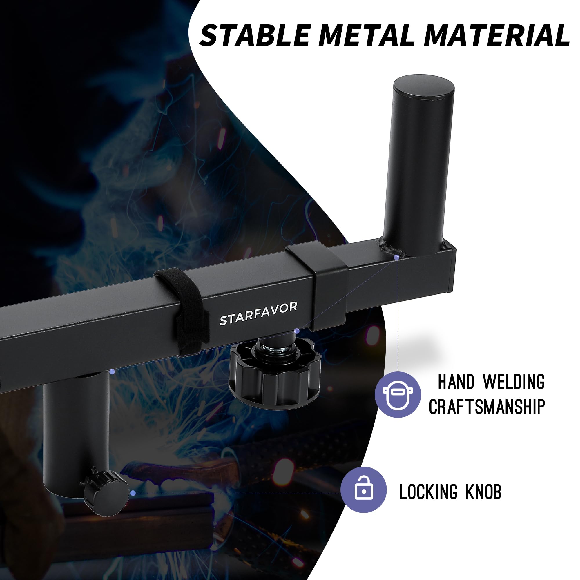 Starfavor 2 Set Dual Speaker Pole Mount, Speaker Mounting Brackets for PA Speaker/DJ Speaker/On Stage Speaker, Speaker Stand Bar Adapter with Adjustable Width 16.5" - 24.3" SPS-001
