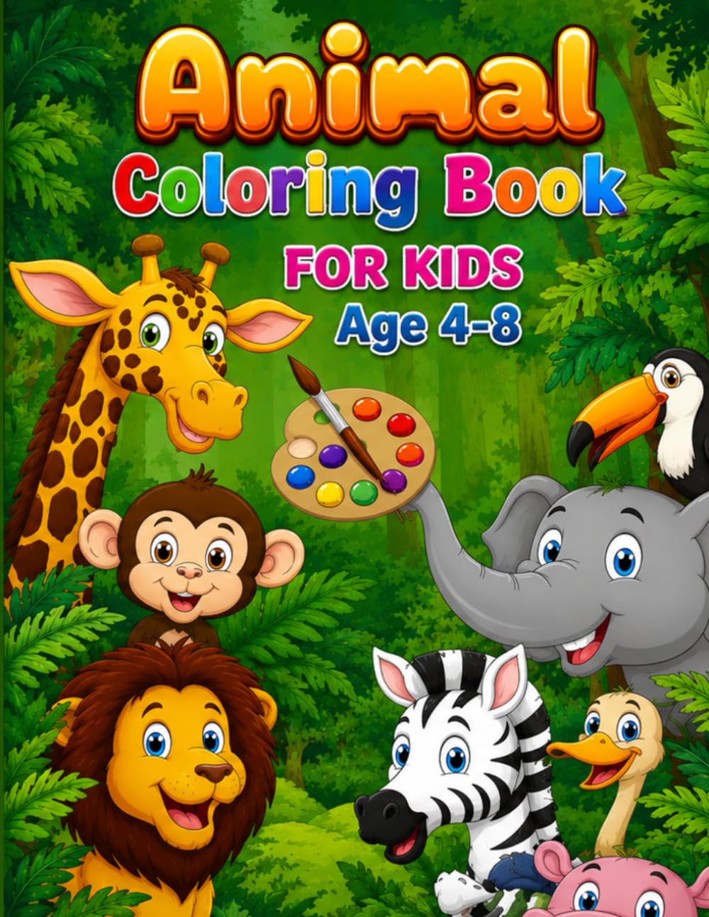 Kids Coloring Book: Cute Animals Coloring Book for Kids: Big Simple Designs for Ages 4-8