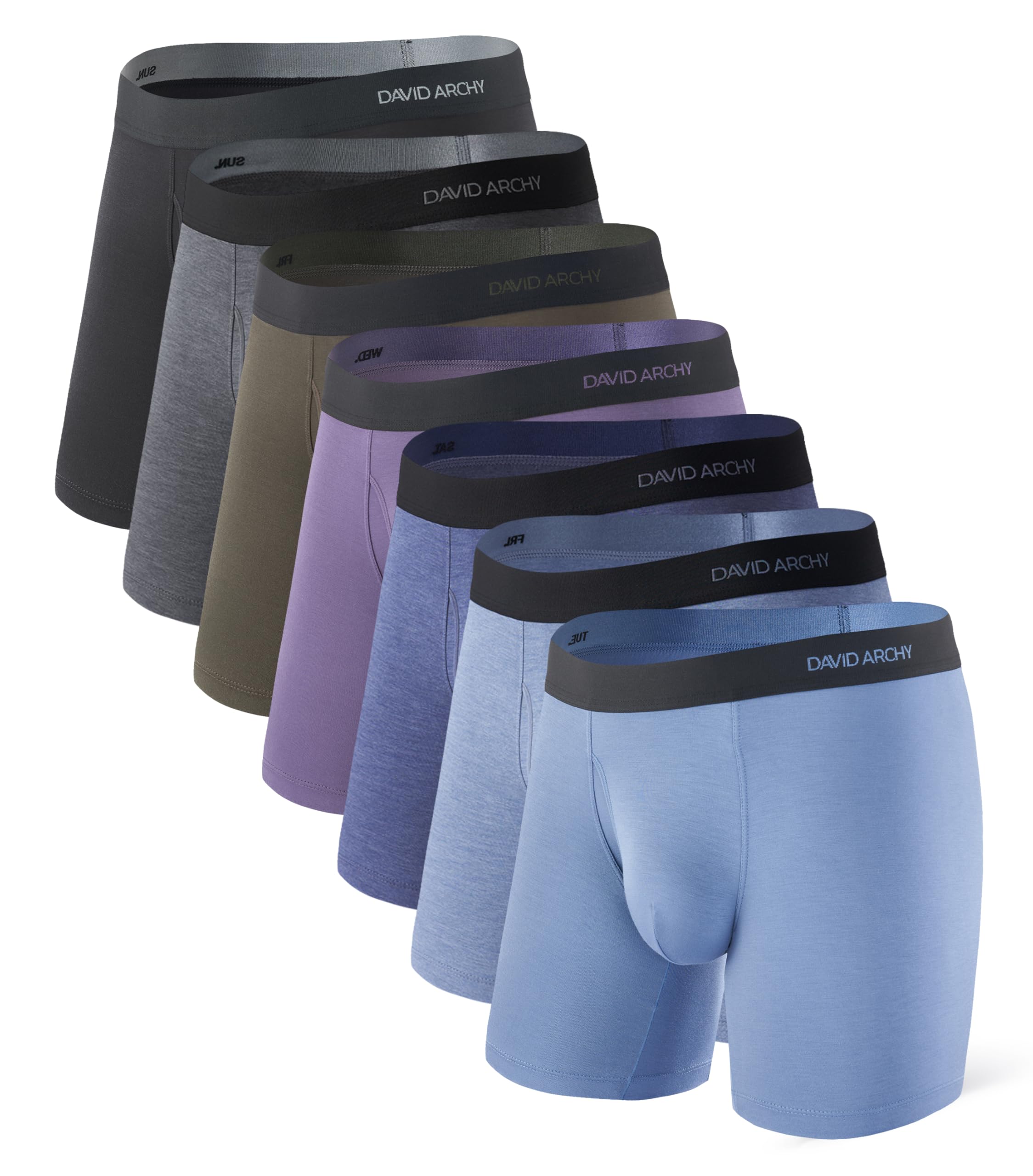 DAVID ARCHY Bamboo Rayon Boxer Briefs 7-Pack