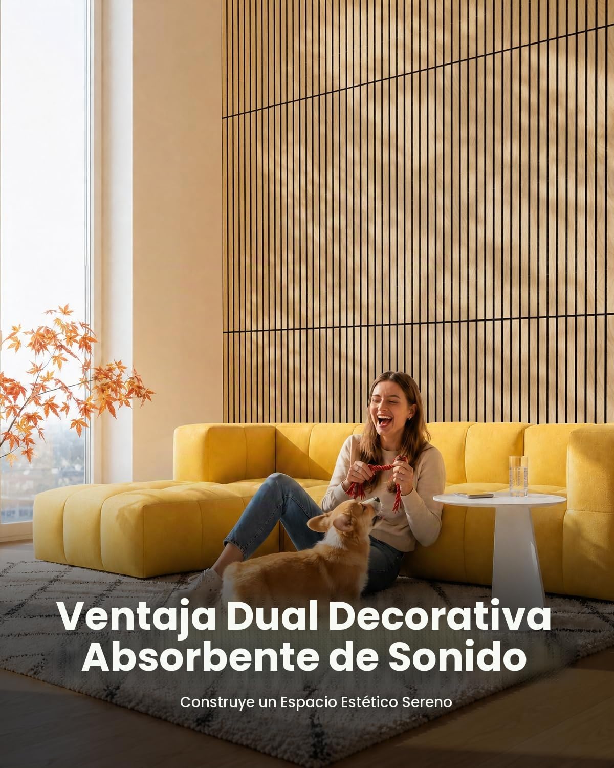 Soundsbay Paneles Acústicos Autoadhesivos Aspecto Madera Roble | 2,88 m²-4 Piezas Pared de gran tamaño para tratamiento acústico decoración, Panel acustico, Espuma acustica 120x60x0.9cm