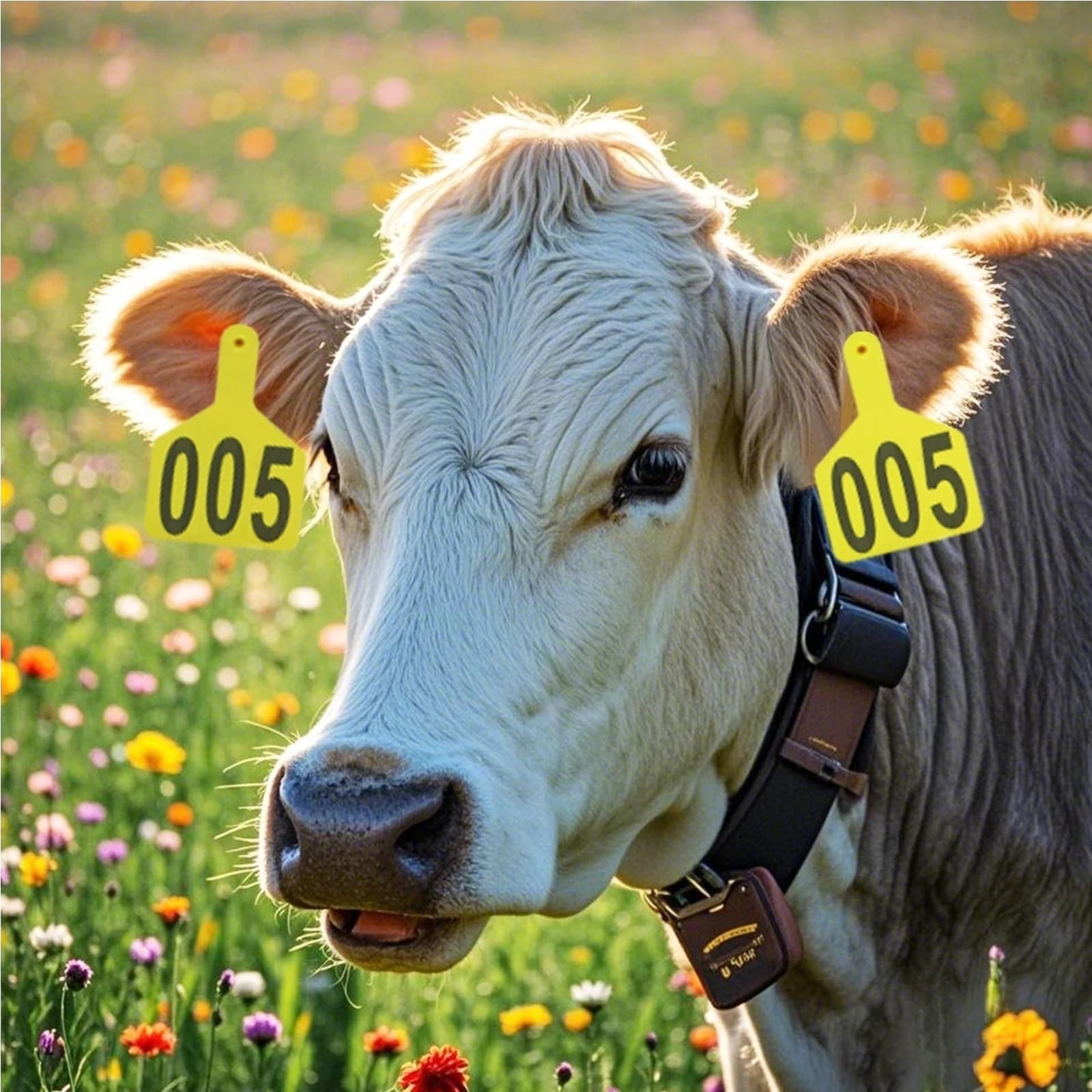 001-100 krowa zintegrowana zawieszka do uszu ze słowami bydło kolczyki zwierzę gospodarskie koń świnia karta identyfikacyjna narzędzia materiał TPU 110 x 76 mm (żółty)