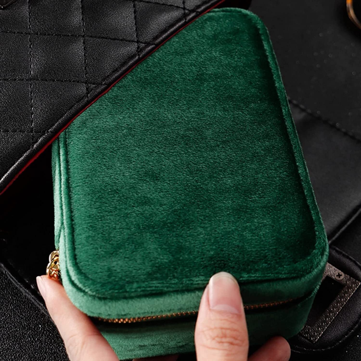 Caja De Joyería Joyero Joyero Organizador Portátil Joyas De Franela Estuche De Almacenamiento De Viaje Anillos Pendientes Bolso para Mujer Organizador De Joyas(Beige)