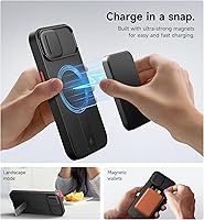 Vista 3 de SURITCH for iPhone 13/14 Case with Magnetic Camera Slide Cover and Adjustable Kickstand, Compatible with MagSafe, Shockproof Bumper Case Slim
