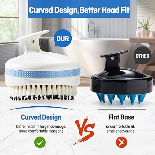 Miniatura 5 de Masajeador de cuero cabelludo con cerdas de doble capa, cepillo de champú para lavar el cabello con espuma rica y antideslizante, limpiador de cuero