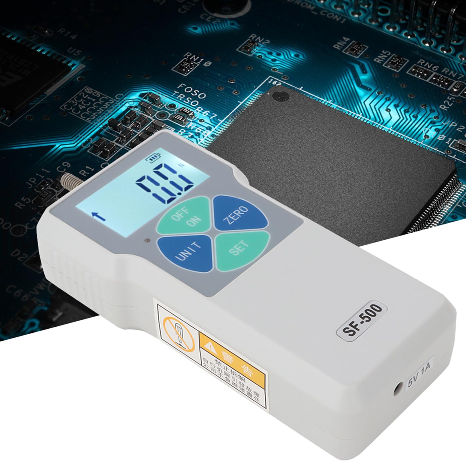 Jauge de Force Numérique SF-500, Jauge de Force Portable 500N 100-240V avec Batterie au Lithium 3,7V (Prise UE)