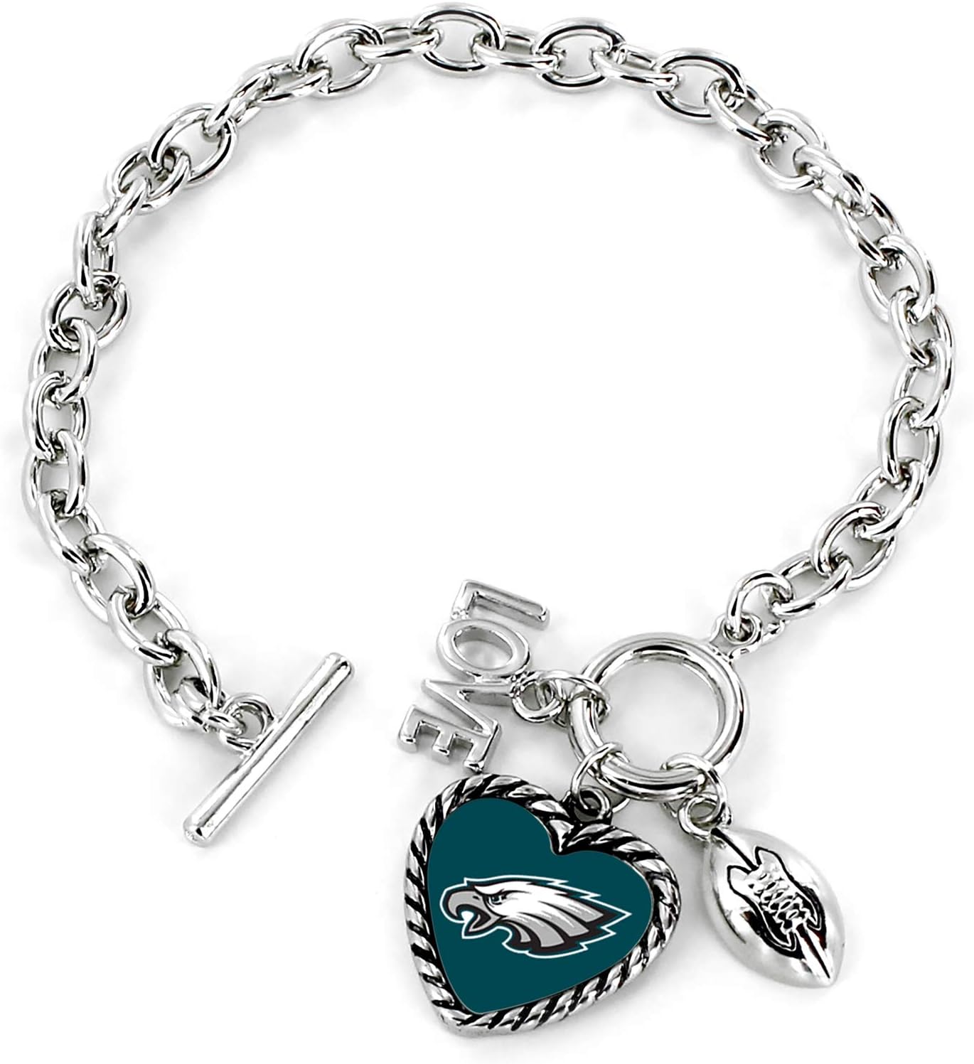 Aminco NFL San Francisco 49ers Charmed Sport Love Bracelet, Pittsburgh Steelers, 4 (NFL-BC-1099-26) : Sports & Outdoors