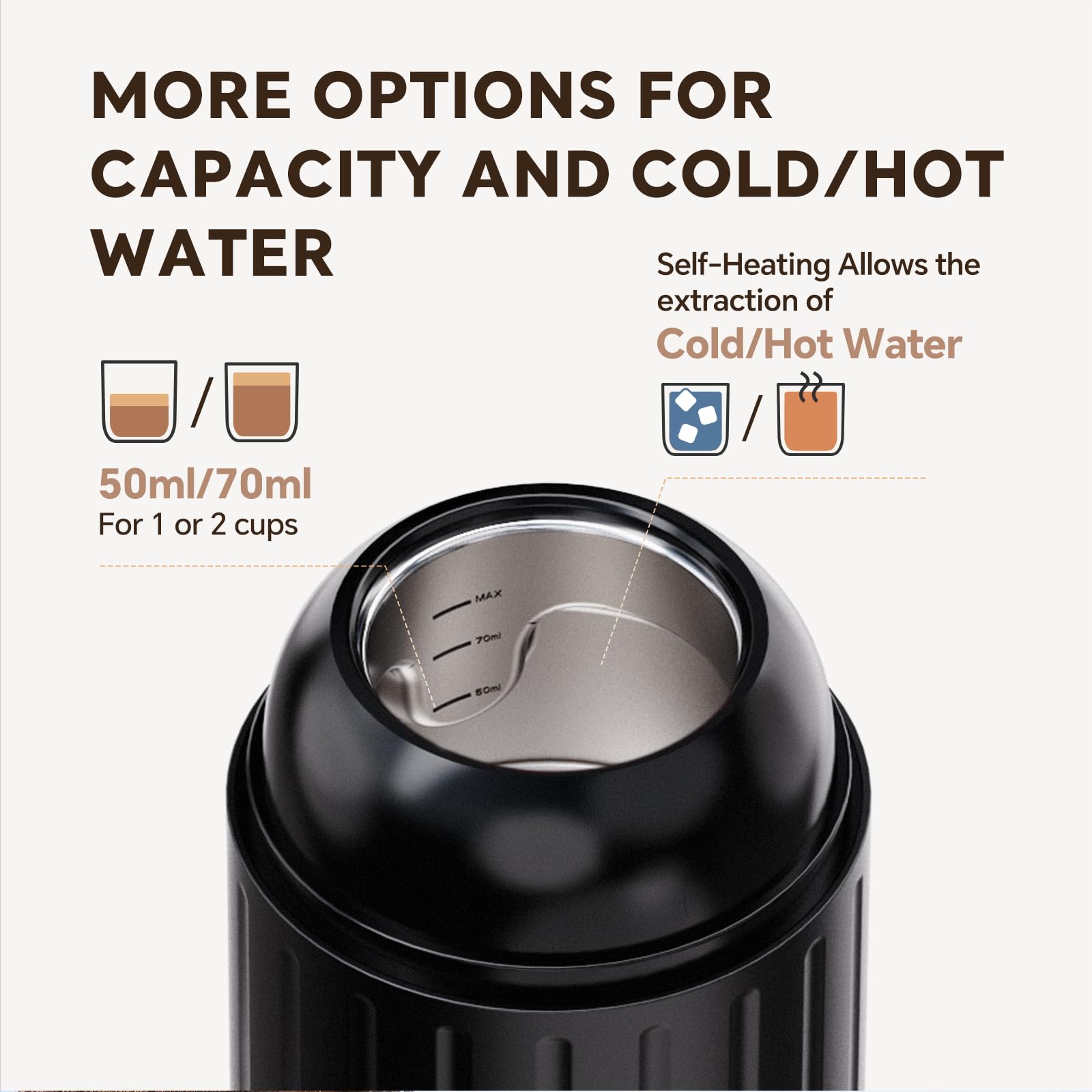 i Cafilas Rich Crema - Macchina da caffè espresso elettrica portatile, da viaggio, auto, escursionismo, sistema di estrazione 2 in 1, sistema di estrazione automatica veloce, supporto per caffè