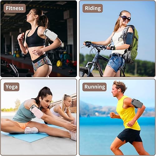 Miniatura 6 de Soporte para teléfono, bandas de brazo para entrenamiento, uso para correr, caminar, senderismo y ciclismo (blanco grisáceo)