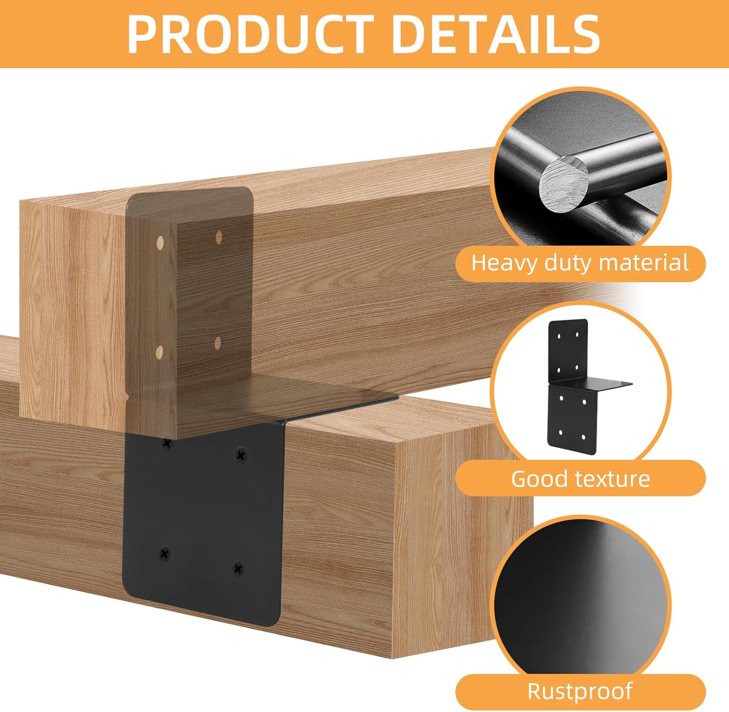 4 PCS Joist Anchor Connector Fit for 4x4 4×6 Wood Posts, Heavy Duty Joist Hangers Carbon Steel Mounting Brackets Support Bracket for Roofing Trusses to Beam Connector