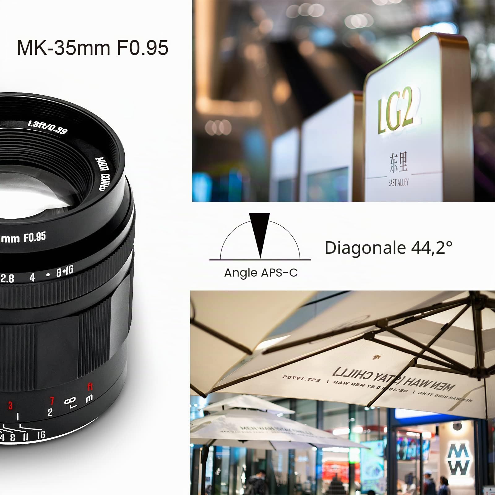 Meike Objectif Fixe 35 mm f0.95 Grande Ouverture Mise au Point Manuelle Prime APS-C Compatible avec Les appareils Photo sans Miroir Sony E-Mount NEX 3 3N NEX 5R A5000 A5100 A6100 A6300 A6500