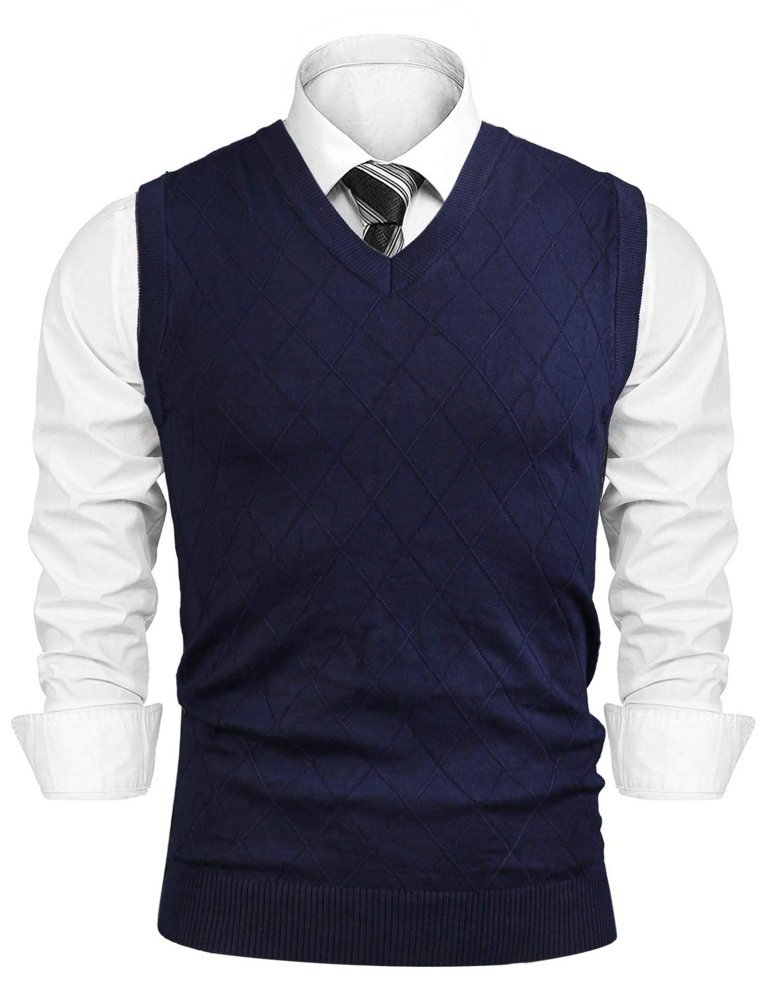 iClosam Gilet Maglione da Uomo Inverno Gilet V-Collo Cotone Casual Pullover Smanicato Maglia Sweater Felpa Men
