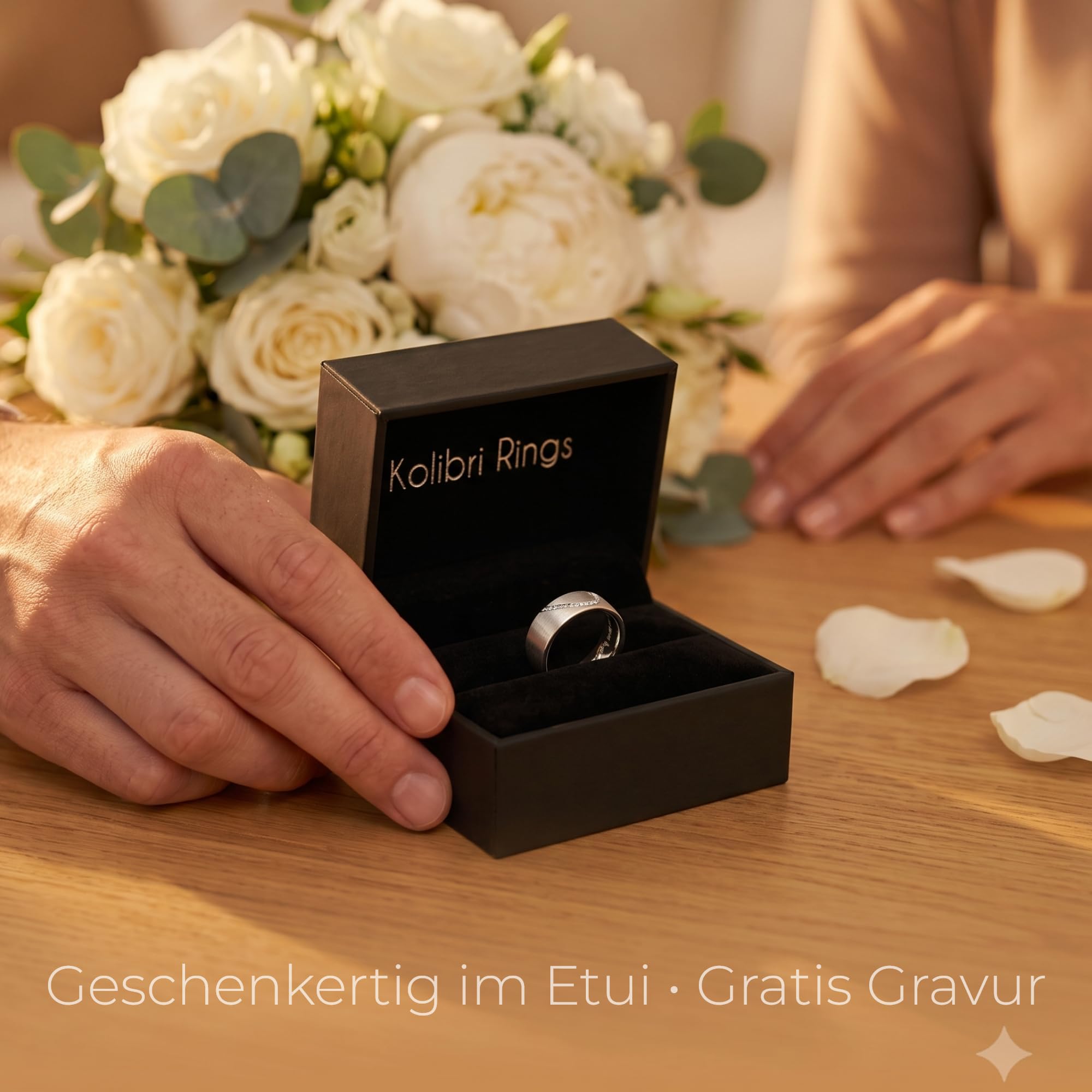 Kolibri Rings Damenring 10 Zirkonia Steine Sterling Silber 925 Ring Ehering Verlobungsring Partnerring Freundschaftsring - Inkl. Gratis Gravur und Etui