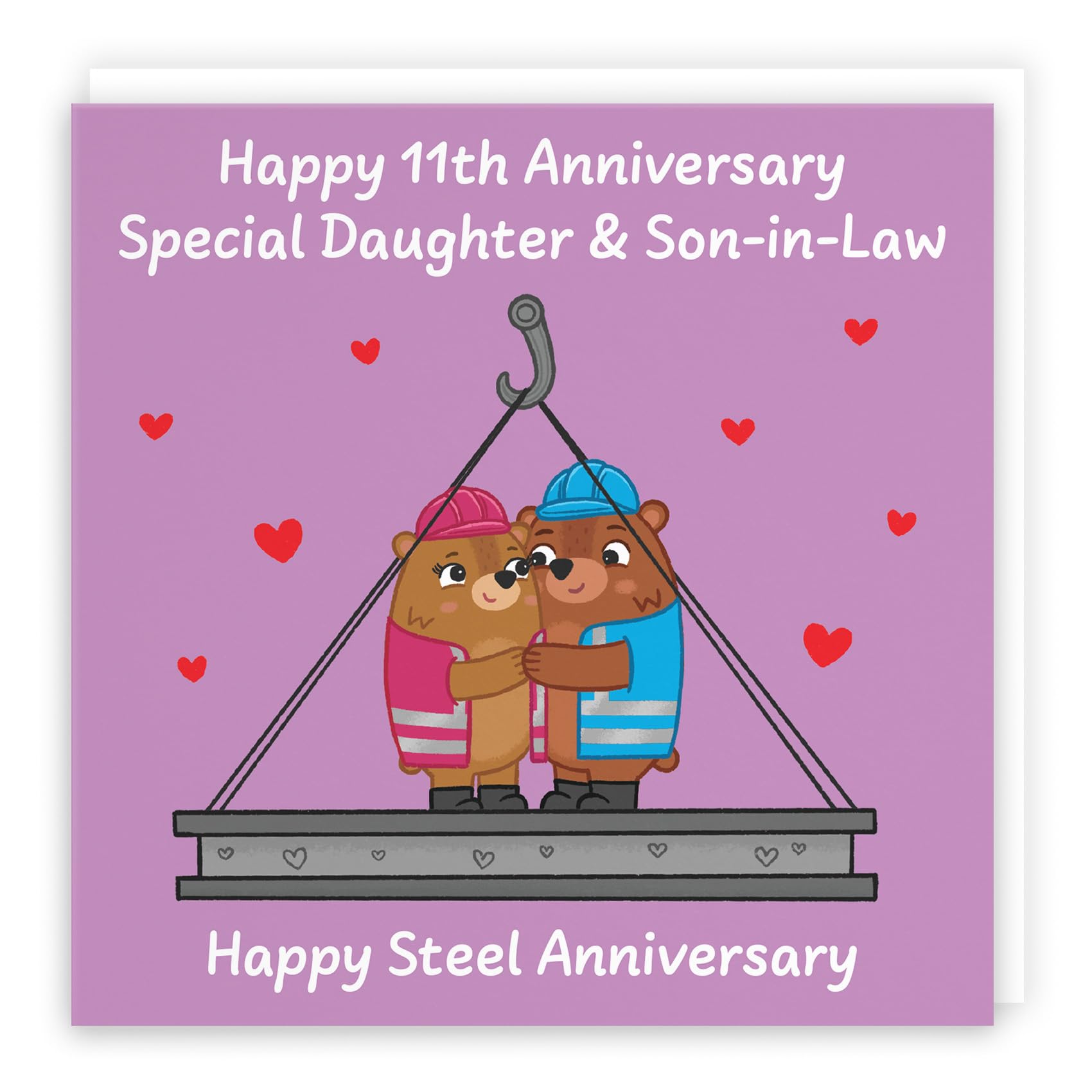 Hunts England, Daughter And Son In Law 11th Anniversary Card, Steel Anniversary, 11 Years