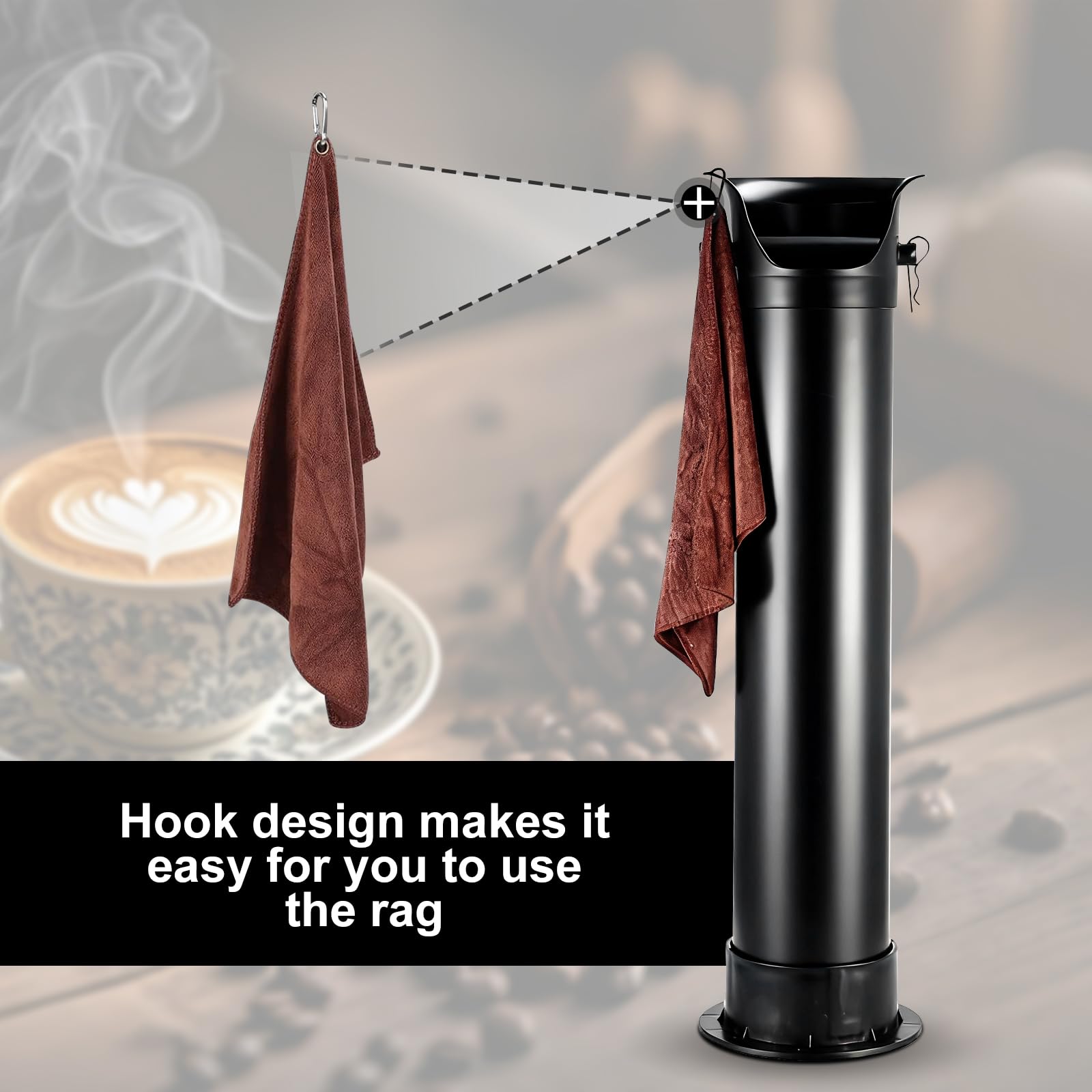 Caja para café con gancho y toalla, recipiente para café espresso con gran capacidad (22,4 x 21,3 x 85,9 cm), para restaurantes, cafés y bares
