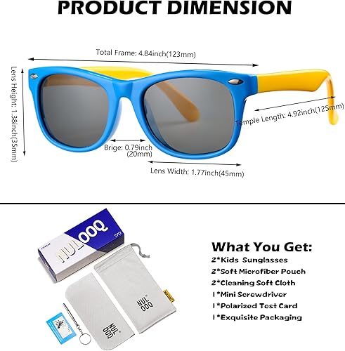 Miniatura 4 de Paquete de 2 gafas de sol polarizadas para niños TPEE irrompibles con marco flexible para niños y niñas de 3 a 8 años 100 protección UV