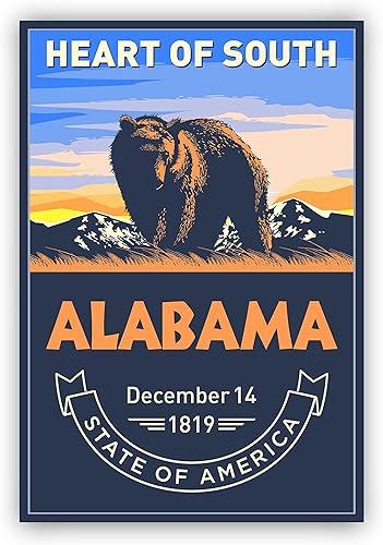 Miniatura 4 de Póster del estado de Alabama, impresión de póster de Alabama, póster con emblema del estado de Alabama, póster de estado de viaje retro, arte de