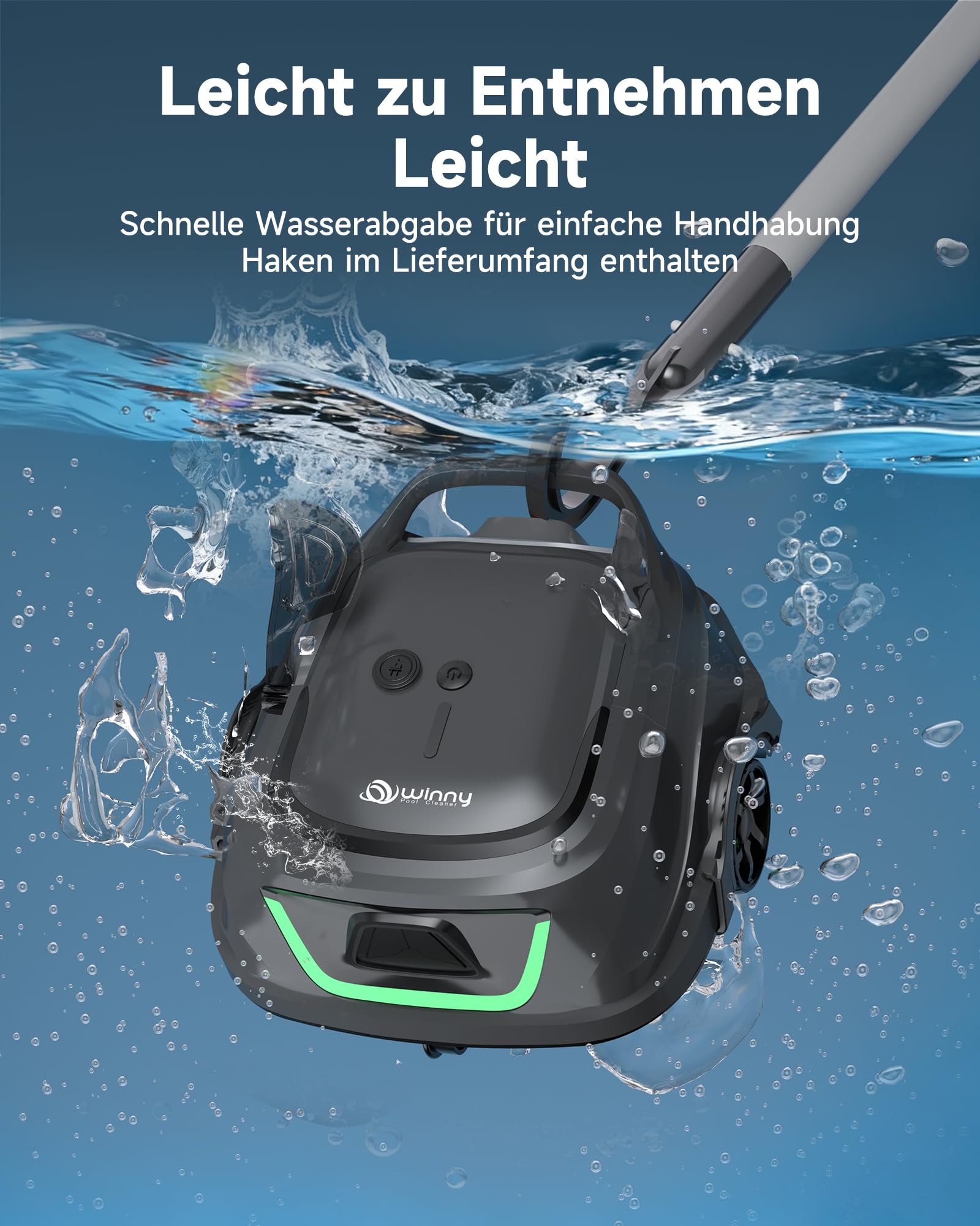 WYBOT A1max Kabelloser Poolroboter, Poolroboter Akku 130 Min Laufzeit, Doppelsiebe, Reinigt Flache Aufstellpools Bis 110 M², Ideal für Poolroboter für Aufstellpool,Waldgrün