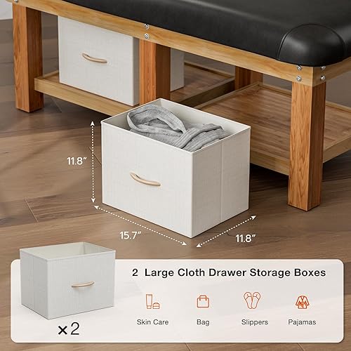 Miniatura 5 de SyyBhb Mesa de masaje de madera estacionaria profesional con almacenamiento, cama de spa resistente para examen de tratamiento, terapia física,