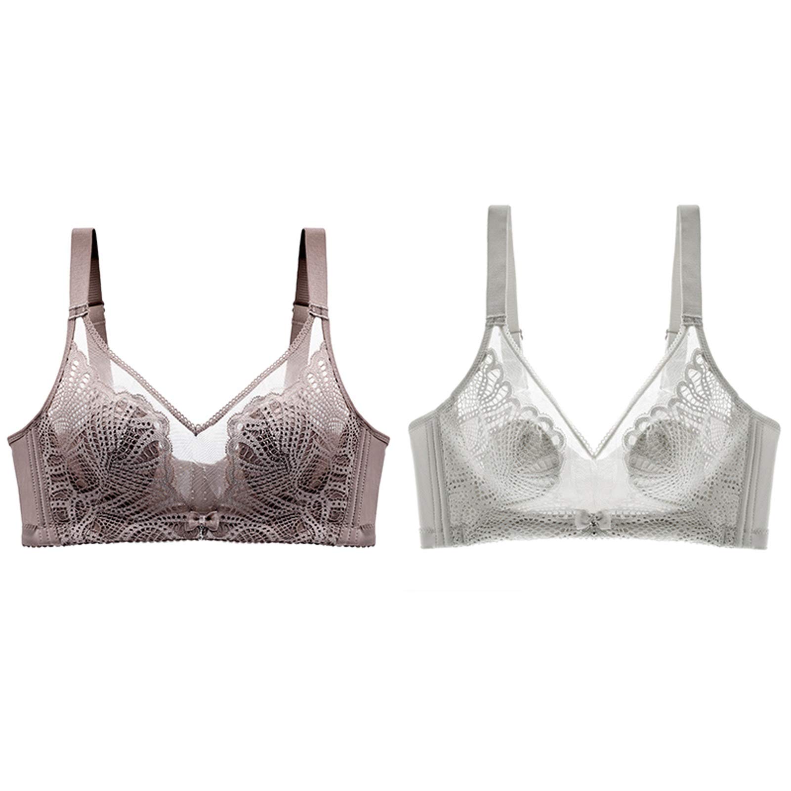 WENJUN Bralettes de encaje para mujer tamaño grande minimizador sexy cobertura completa sin costuras alambres con almohadillas extraíbles color: marrón tamaño: 85B