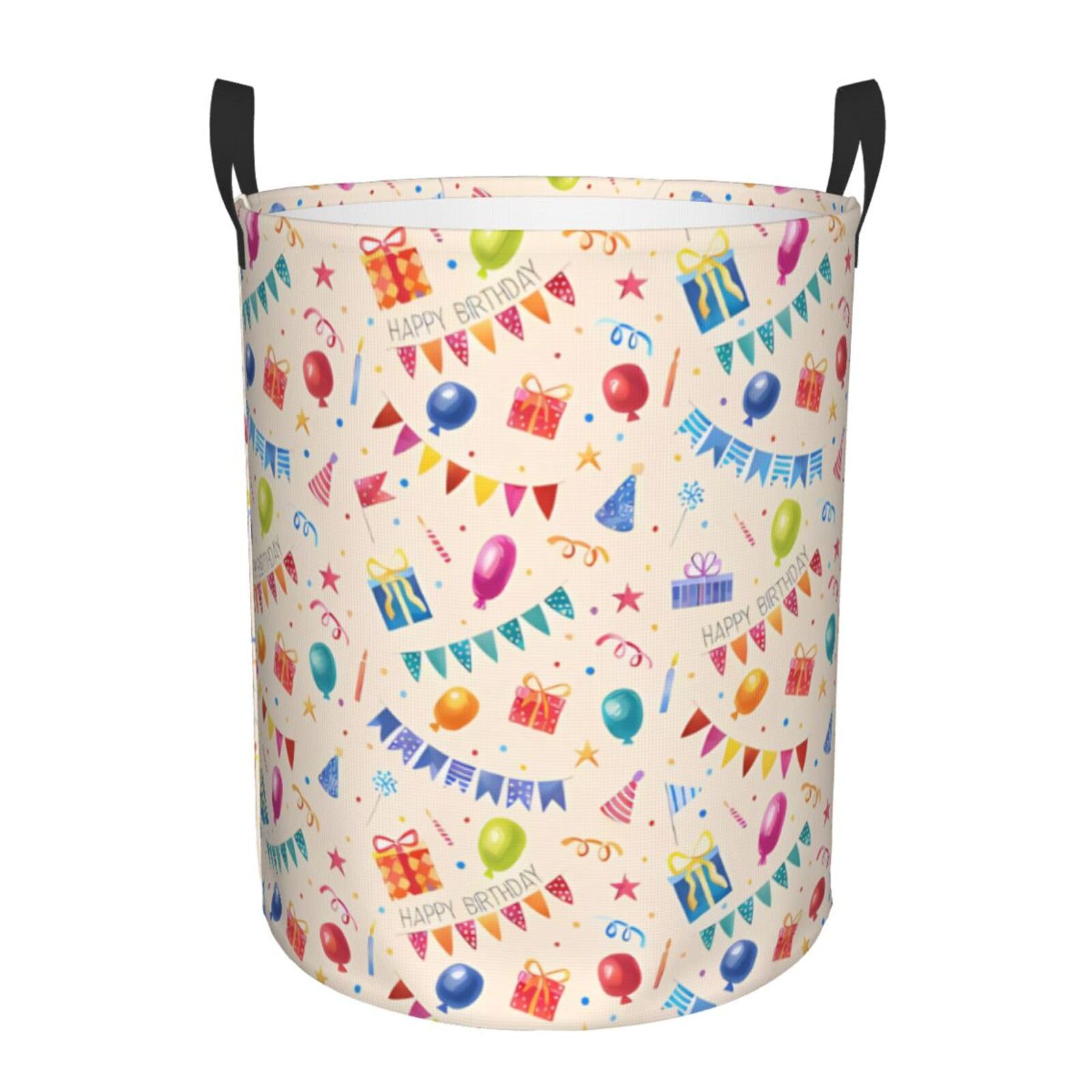 M Circular Hamper Happy birthday to you Print for Dirty Clothes